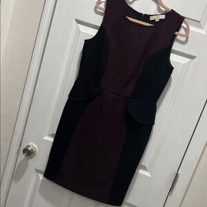 LOFT Black and Burgundy Mini Dress